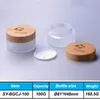 50 stuks veel 5G 15G 30G 50G 100G 1oz 2oz 3oz hoogwaardige cosmetische jar bamboe cover frosted glas bamboe potten voor cosmetische packaging1321A