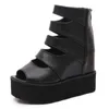 Yaz Siyah Düz Platformu Gotik Gladyatör Sandalet Kadınlar Kama Topuk Peep Toe Işık Kalın Taban Goth Roma Ayakkabı Bayanlar Whosale1