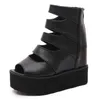 Summer Black Flat Platform Gothic Gladiator Sandals Women Wedge Heel Peep Toe Light Thick Sole Goth Rome Shoes Ladies Whosale1