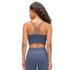 Solid Color Cross Back Tanks Sports Bra Both Shoulders Shockproof Gym Clothes Women Underwears Gather Padded Tops Running Fitness Camis