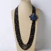 10strands Black Stone White White Water Water Pearl Netlace Micro Micro Zircon Blue Flower