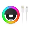 RECARGÁVEL RGB RGB Anel LED Encher Light Telefone Celular Selfie Anel Flash Lente de Brilho 3-Nível Clip-On para Smartphone Light 3.3