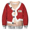 Unisex Spoof Ugly Christmas Sweater Vacation Santa Elf Funny Christmas Fake Hair Jumper Holiday Party Hoodie Sweatshirt Tops 201026