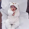 2021 Nowe Cute Baby Noworodek Baby Boy Ubrania Z Długim Rękawem Hoddies Niedźwiedź Zipper Baby Romper Ubrania Jesień Zima Nosić 0-18m G1221