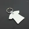 Whole 100PCS DIY MDFダブルブランクTシャツキーチェーンサブリメーションウッドキーリングfor Heat Press Transfer Jewlery PO Gift1313D