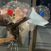 LED-sträng ljus DIY Rose Flower Bobo Ballonger Fairy Lighting With Sticks Transparenta Bouquet Ballons För Party Balloon Bröllop Holiday Decoration