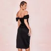 Casual Dresses Shoulder Sexy Strapless Split Corset Satin Dresses Fashion Bodycon Dress Women Party Night Club Elegant 020723H