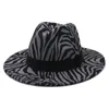 Casquette Jazz à rayures zébrées pour femmes hommes chapeaux à large bord chapeau formel homme Panama chapeau femme feutre Fedora casquettes hommes Trilby accessoires de mode nouveau