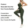 Femmes combinaison Fitness entrecroisé dos nu body femme Gym athlétique actif Sport Sportswear siamois fille Sexy 220301