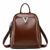 Vintage Genuine Leather Women Backpack Oil Cow Leather Teenage Girls Casual School Bag Female Retro Travel Bag Bagpack1