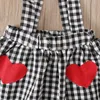 Valentines Outfits Kids Girl Roupas Conjunto 2 Pcs Bonito Bebê Coração Impressão Roupas Primavera Crianças Meninas Boutique Suspender Suspender Saias M3196