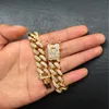 Mens Hip Hop Gold Bracelets Gold Silver Plated Cuban Link Chain Miami Bracelets Iced Out Diamond Fashion Hip Hop Jewlery250j