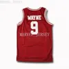 Tanie niestandardowe # 9 Wayne Movie Koszulki Koszykówka Red White XS-5XL NCAA