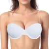 Novo casamento lingerie empurrar sutiãs invisível transparnt sem alças ajustável traseiro azul branco azul branco nude rosa 32-40 a b c d 201202