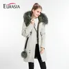 Eurazië Brand Women Coat Long Lady Winter Parkas Style Jacket Real Fur Collar Dikke kap Volledige bovenkleding Warm Y170022 201128