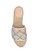 Das mulheres moda 20mm lona slide espadrilles chinelos planos com hardware de prata