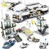 HUIQIBAO 536pcs Police Station Prison Trucks Building Blocks City Car Boat Helicopter Policeman Bricks Children Toys KIDS GIFT Q1126