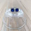 Authentic 100% 925 Sterling Silver Pandora Blue Timeless Elegance Clear CZ Stud Earrings With Clear Cz Fits European 290591NBT