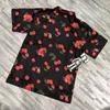 Fashion- The logo cherry Rayon shirt printed T-shirt week 9 men's womenswear loose shirt fashion summer beach shirt