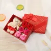 6 Soap Flowers Creative Simulation Rose Soap Fower Gift Box Bear Christmas Valentines Day Gift W-00640