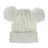 Heet verkoop Winter Breien Hoed Meisje Mooie Dubbele Bal Gebreide Cap Peuter Warm Skullies Caps Kid Haak Pompom Beanie Buiten Warme Hoed