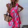 2020 sommer Polka Dot Frauen Kleid Beiläufige Kurze Schmetterling Hülse A-Line Sommerkleid Sexy V-ausschnitt Rüschen Strand Party Kleider Vestidos Y0118