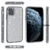 Podwójny przezroczysty przezroczysty prosty prosty odporny na wstrząsy TPU Hard PC Glitter Telefon dla iPhone'a 12 11 Pro Max 8 7 Plus S201526097