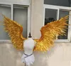 NEWCostumed beautiful Gold angel feather wings 185cm fairy wings for Dance Pography Display Party wedding decorations194f