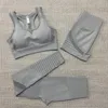 Yoga Kıyafetler Dikişsiz Yoga Setleri 3 adet Giysi kadın Fitness Gym Suit Pantolon Şort Spor Giyim