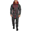 Jumpsuit Lange Broek Mannen Pyjama Splicing Herfst Winter Warm Casual Comfortabele Hoodie Zipper Print Jumpsuit Men Set