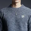 Masowa marka Sweter Man Pullover O-Neck Slim Fit Skoczniki Krzyny Patch Praca Zima Koreańska Style Casual Men Ubrania 201221