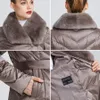 ウサギの襟女性ウィンターコートの珍しい色を添えたミエゴフェコレクション女性ジャケット冬のパーカー201214