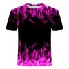 Мужские футболки Fire Flaming Tshirt Мужчины Женщины Футболка 3d футболка Черная футболка Повседневный топ Аниме Camiseta Уличная одежда с коротким рукавом H2741