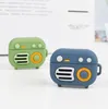 Dla AirPods Pro 3 Generation Cartoon Retro Radio Stylish Shockproof Soft Silikonowe Case Conque z Smycze Pasek Karabinek