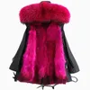 Parka en fourrure véritable surmontant le manteau mi-long en fourrure de renard pour femmes manteau d'hiver sur le genou 201031