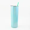 Glittering Rainbow Paint Tumblers Sublimation 600ml Stainless Steel Cup Water Coffee Mug Straws Lids Fruit Juice New Arrival 23tl G2