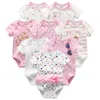 8pcs né bébé garçon vêtements respirant coton à manches courtes barboteuse vêtements pour garçons filles mignon dessin animé combinaisons été est 220211