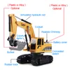 2.4GHz 1:24 RC Excavator Toy 6 Channel RC Engineering Billegering och plastgrävmaskin 6ch och 5ch RTR för barn julklapp 201203