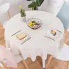 Modern İskandinav tarzı saf renk gökyüzü mavi pamuk ve keten masa örtüsü yuvarlak çay sehpa kapak düğün parti dekorasyon 201123