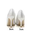 Estilo coreano apontou salto alto branco sapatos de casamento nupcial tamanho pequeno 33-43 tamanhos vestido festa 220226