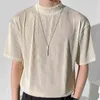 Camiseta plisada de verano para hombre, camiseta informal de Color sólido a la moda, ropa de calle para hombre, camiseta holgada coreana de manga corta para hombre, M-2XL G1229