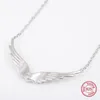 Strollgirl 100% 925 Sterling Silver Angel Necklace Feather Chain Diy2019 Craft Female Fashion Jewelry Wedding Gift Q0531