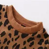 Fashion Toddler Kids Girls Baby Clothes Sets Leopard Print Pullover Sweatshirts Sweater+Zipper PU Leather Skirts Warm Outfits for Children