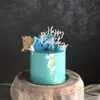 Acrílico bolo topper dourado feliz aniversário bolo toppers para crianças decorações de festa de aniversário celebrar sobremesa gift3288