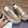 2021 Wheel Cassetta Platform Sneakers Mujer Zapatos de diseñador Grueso plano con cordones Tela Casual Zapato de alta calidad Entrenadores al aire libre 261