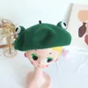 DIY 베레모 모자 여성 가을 ​​양모 펠트 화가 모자 동물 개구리 레트로 아트 수제 따뜻한 겨울 두꺼운 1