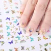 30 Sheet Nail Art Decorations Manicure Decor 3D Laser Holographic Butterflies Design Nail Sticker DIY Decal Decal Stickers