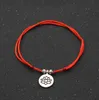 20st / lot Antik Silver Metal Om Lotus Charm Armband Anklets För Kvinnor Män Lucky Red Rope Trådsträng Justerbar Braid Armband