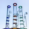 Ship By Sea Hookahs Triple Beecomb Perc Colorful bongs Heady Glass Bongs Straight Type Water Pipe Percolators Bong With 14mm Female Joint 4mm Thickness Bowl Banger