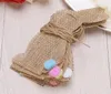 Happy Easter Vintage Jute Flag Natural Burlap Banner for Easter-Decorations Bunny Pattern Bunting Banners SN3377